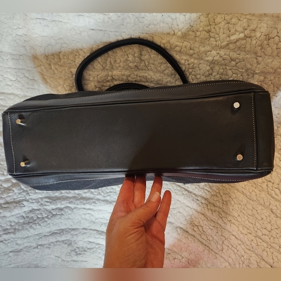 Vintage Coach linen handbag with leather accents - Picture 3 of 13